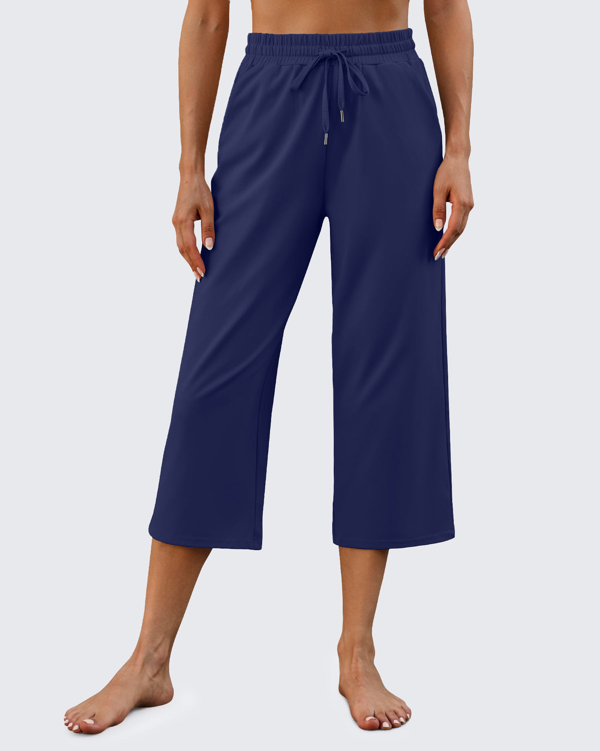 G4Free Activewear - Wide Leg Mid-Waist Drawstring Capris Pants -GF24J221AA-S-GF24J221AB-M-GF24J221AC-L-GF24J221AD-XL-GF24J221AE-XXL