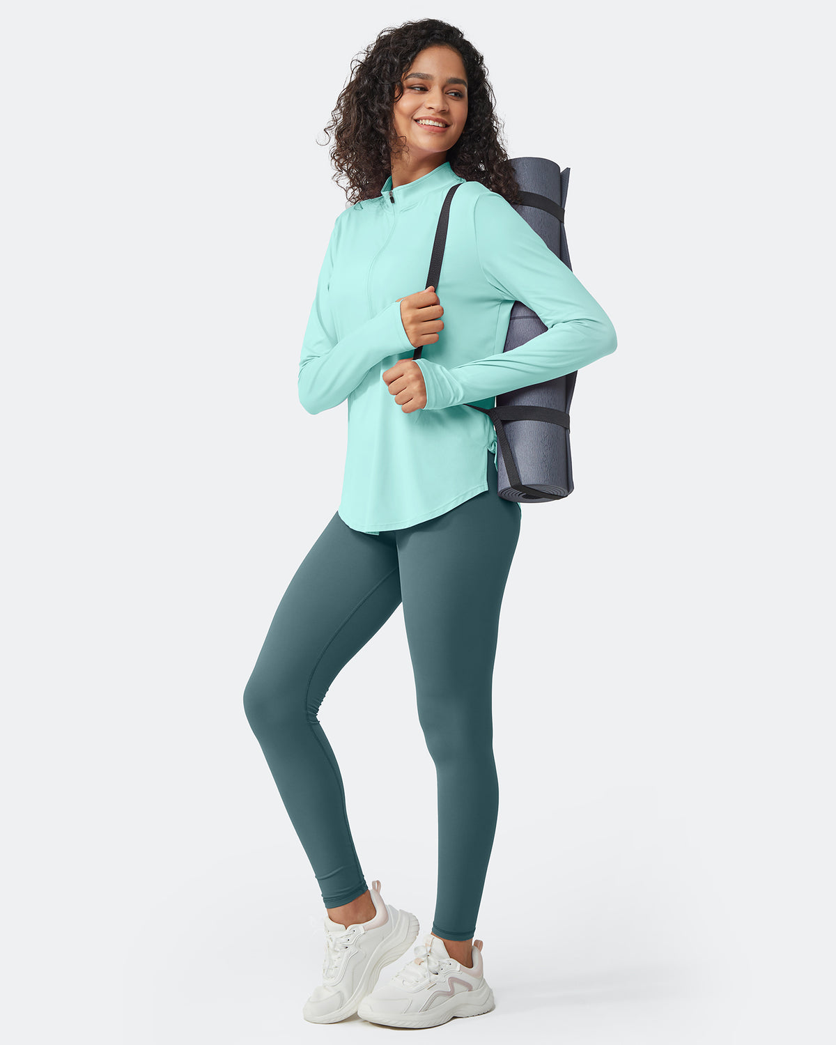G4Free Activewear Quick Dry High Neck Sun Half Zip Tops