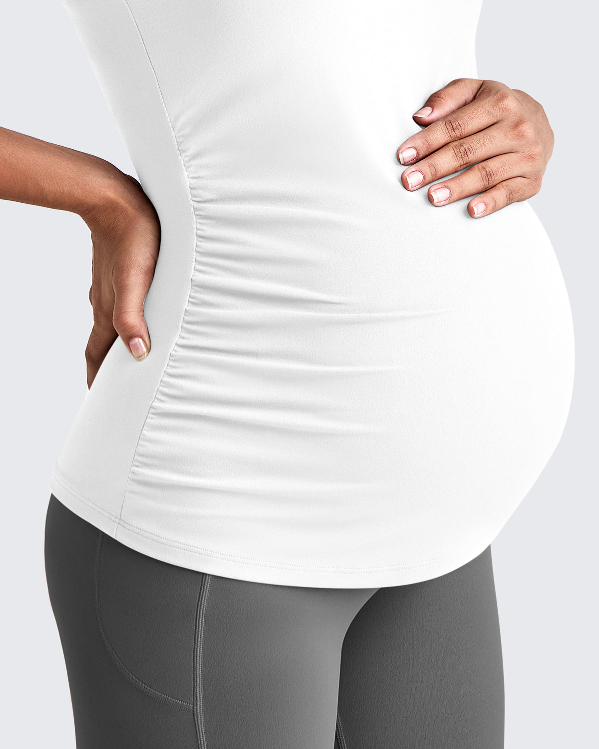 G4Free Activewear - Square Neck Ruched Pregnancy Workout Tanks -GF25LY415IA-S-GF25LY415IB-M-GF25LY415IC-L-GF25LY415ID-XL-GF25LY415IF-XS