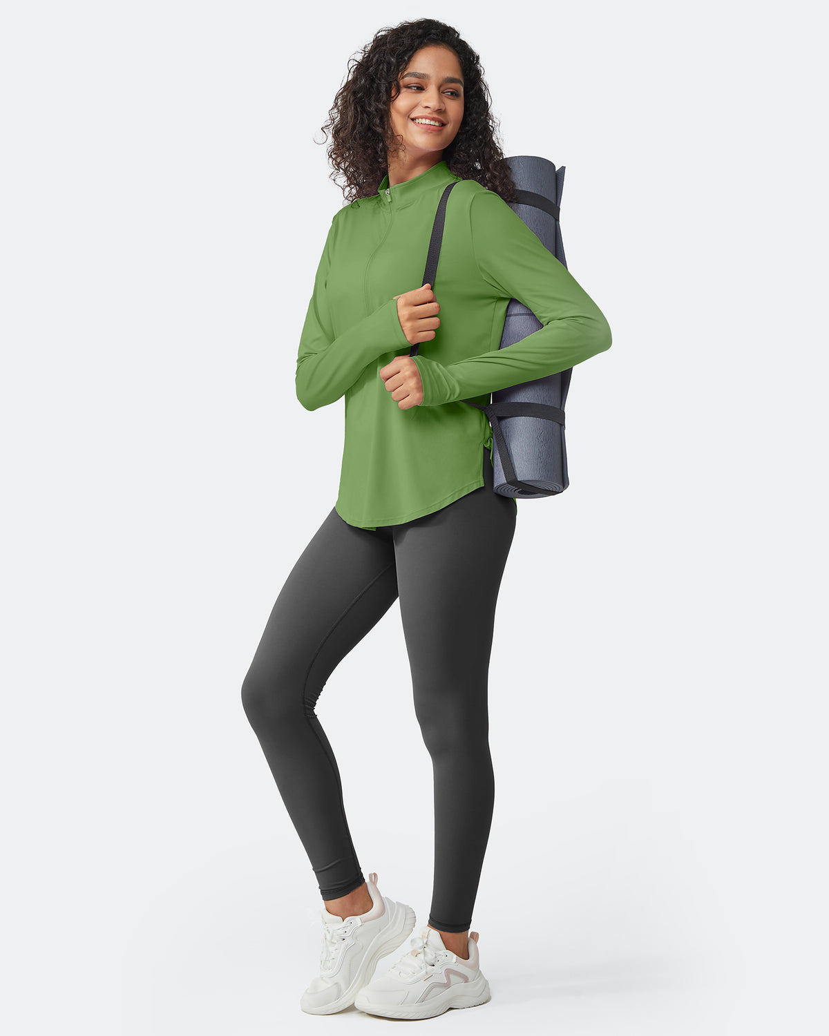 G4Free Activewear Quick Dry High Neck Sun Half Zip Tops