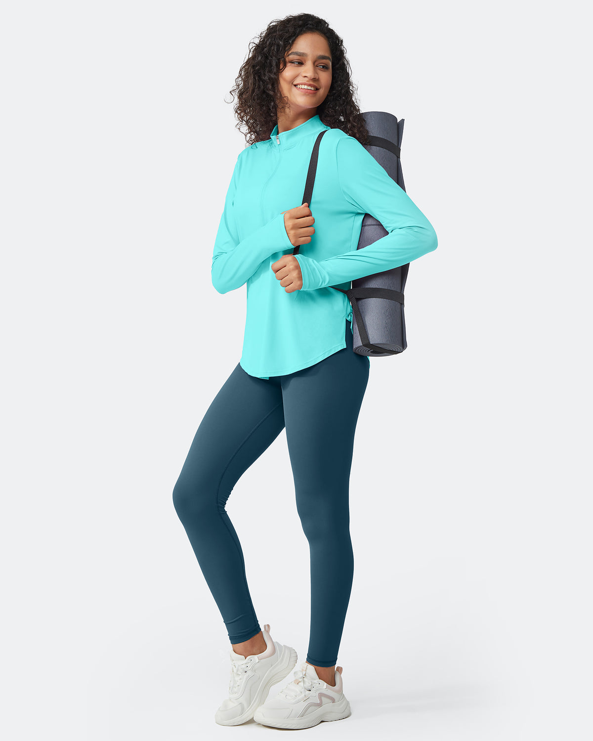 G4Free Activewear Quick Dry High Neck Sun Half Zip Tops