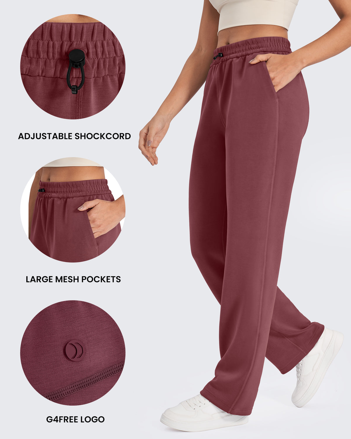 G4Free Activewear - Smoofit Mid-Waist Wide Leg Sweatpants 27 -GF24J235AA-S-GF24J235AB-M-GF24J235AC-L-GF24J235AD-XL-GF24J235AE-XXL