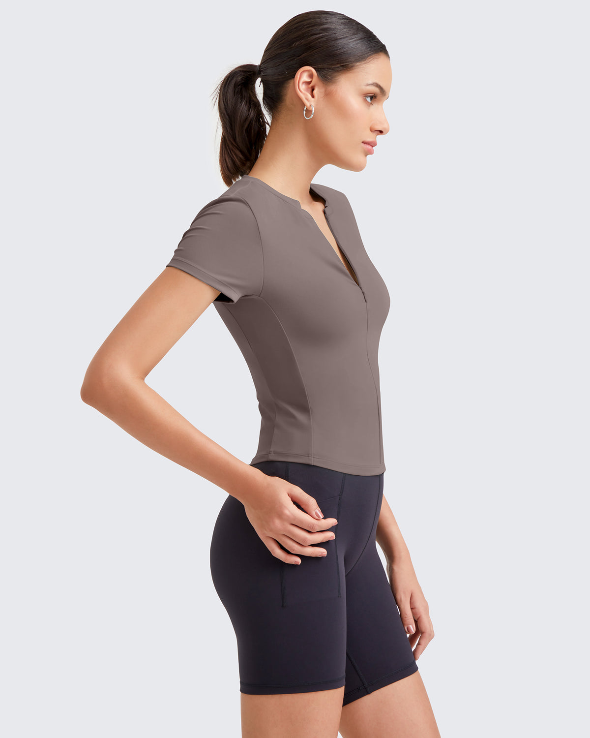 G4Free Activewear BareFeel Half Zip Slim Fit Athletic Shirts