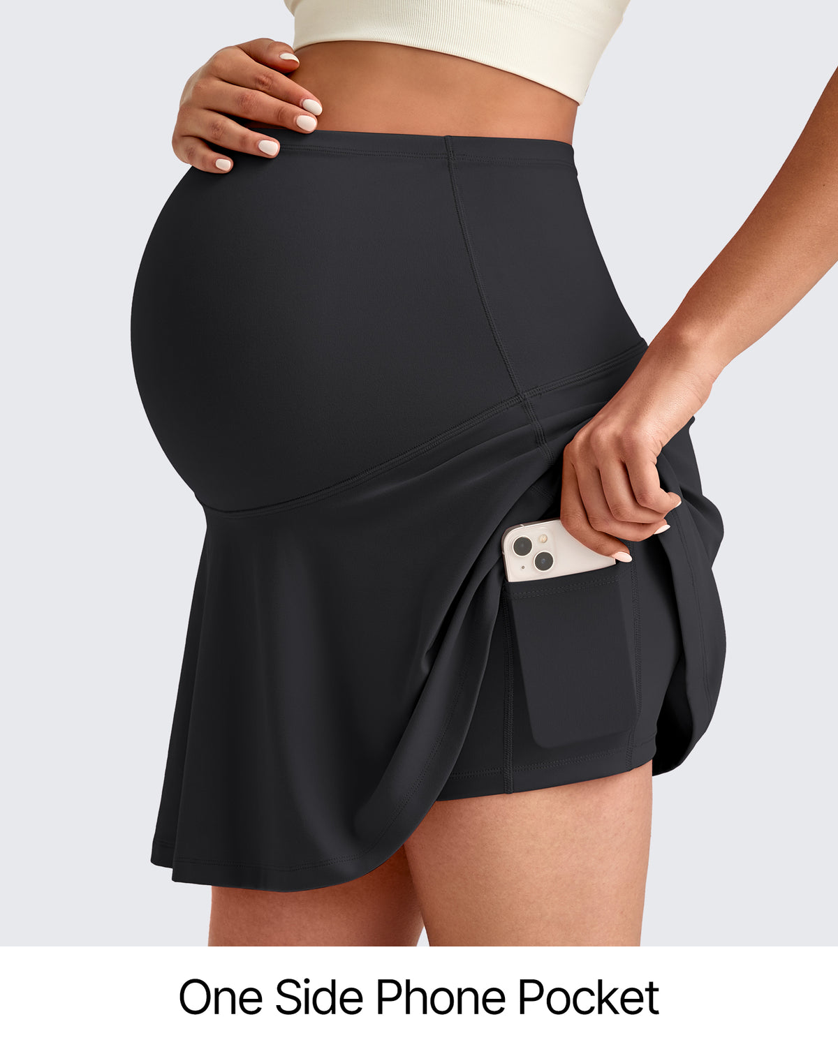 G4Free Activewear - BareFeel One Pocket Maternity Tennis Skirt -GF25HY517BA-S-GF25HY517BB-M-GF25HY517BC-L-GF25HY517BD-XL-GF25HY517BF-XS