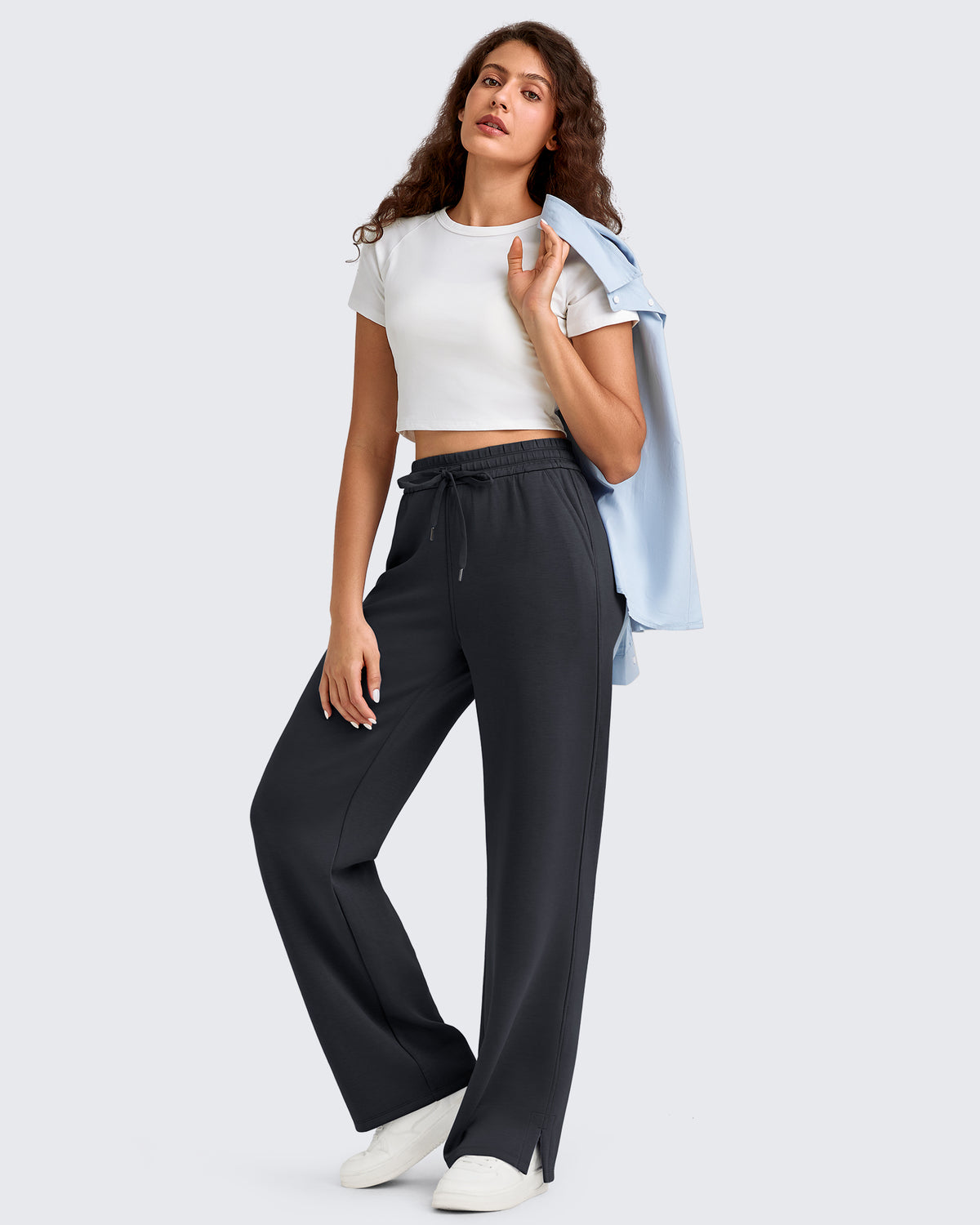 G4Free Activewear - Smoofit Side Slit Drawstring Loose Sweatpants -GF25J491AA-S-GF25J492AA-S-GF25J493AA-S-GF25J491AB-M-GF25J492AB-M