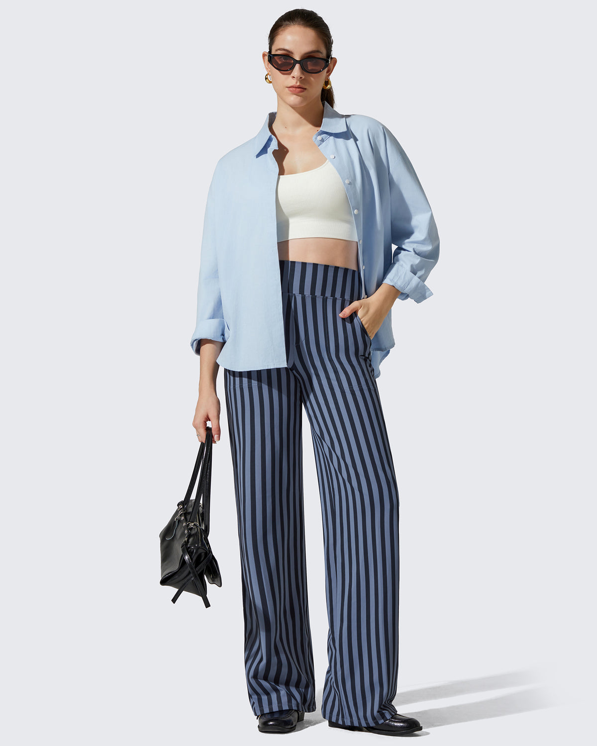 G4Free Activewear - Loose High-Waist Business Casual Striped Pants -GF23J172Z03F-XS-GF23J172Z03A-S-GF23J172Z03B-M-GF23J172Z03C-L-GF23J172Z03D-XL