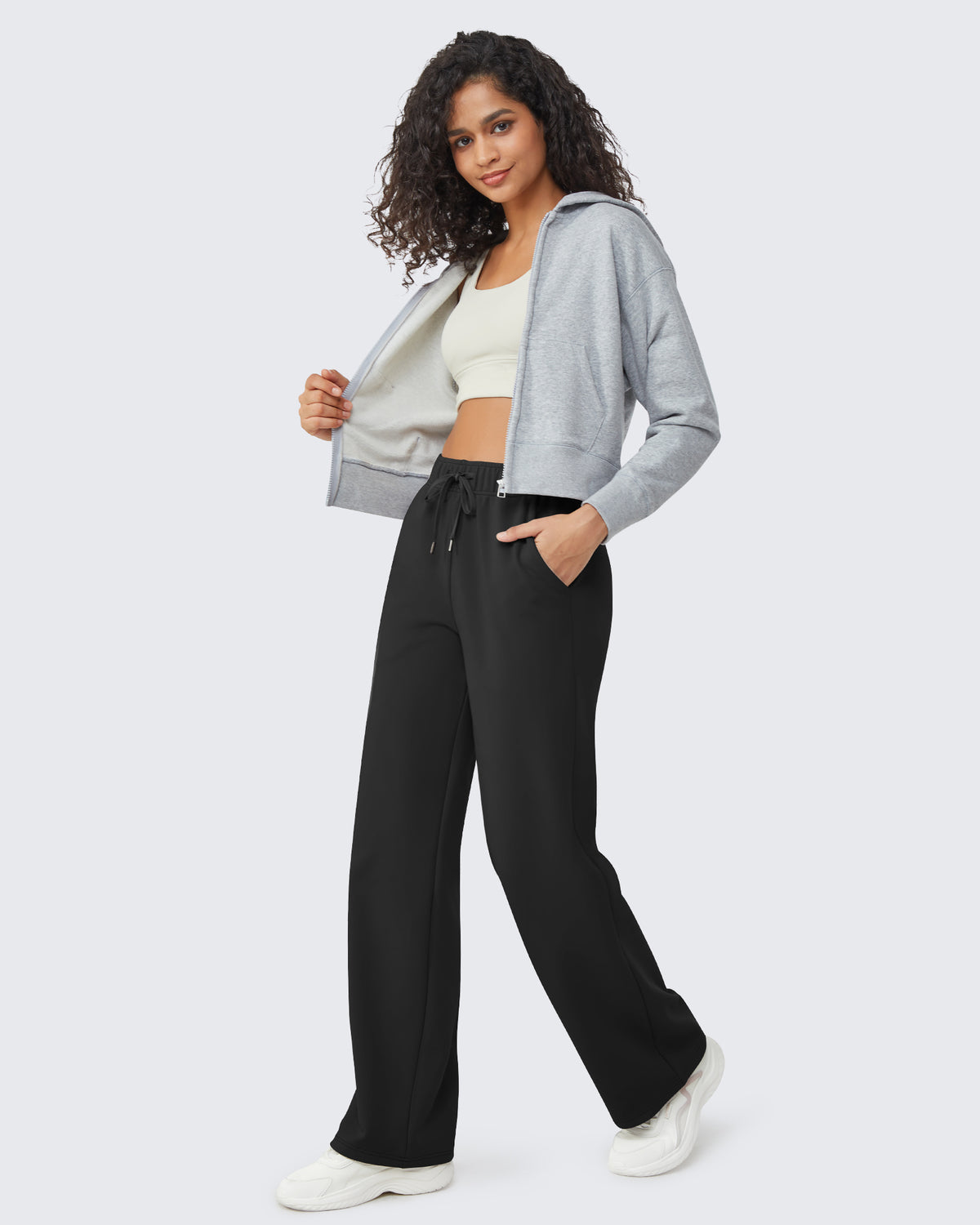 G4Free Activewear - Loose Fleece Lined Mid-Waist Casual Pants -GF23J163CA-S-GF23J164CA-S-GF23J165CA-S-GF23J163CB-M-GF23J164CB-M