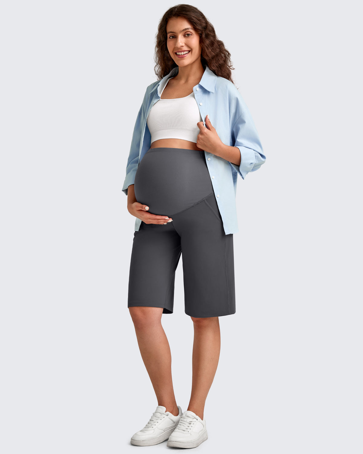 G4Free Activewear - Maternity Athletic Bermuda Shorts 12'' -GF25EY508AA-S-GF25EY508AB-M-GF25EY508AC-L-GF25EY508AD-XL-GF25EY508AE-XXL
