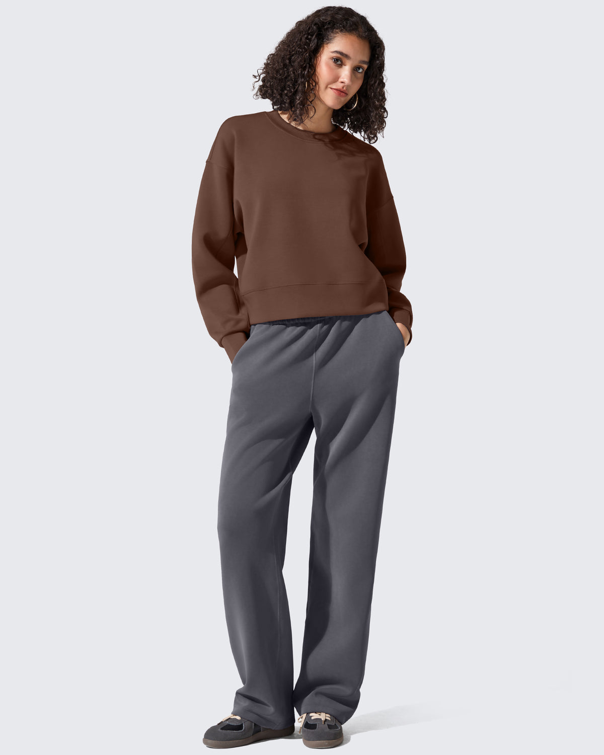 G4Free Activewear - Smoofit Crewneck Pullover Loose Sweatshirts -GF25F431AF-XS-GF25F431AA-S-GF25F431AB-M-GF25F431AC-L-GF25F431AD-XL