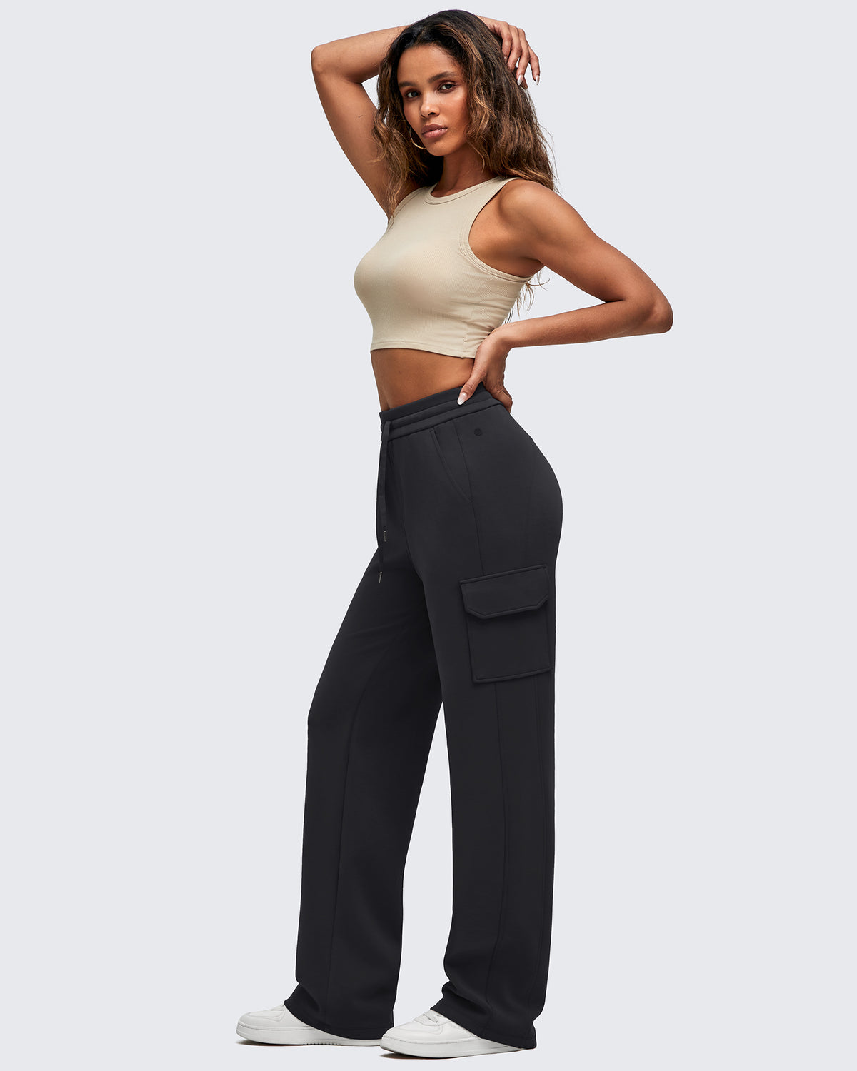G4Free Activewear - Smoofit Drawstring Wide Leg Pockets Cargo Sweatpants -GF25J532AF-XS-GF25J533AF-XS-GF25J534AF-XS-GF25J532AA-S-GF25J533AA-S