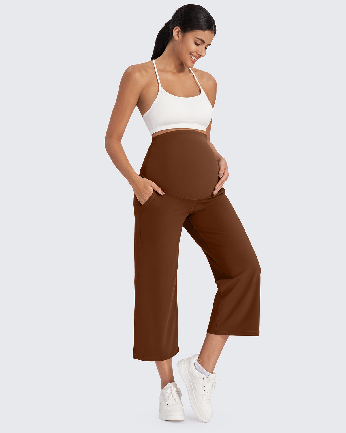 G4Free Activewear Maternity Capris Cropped Yoga Pants 21''