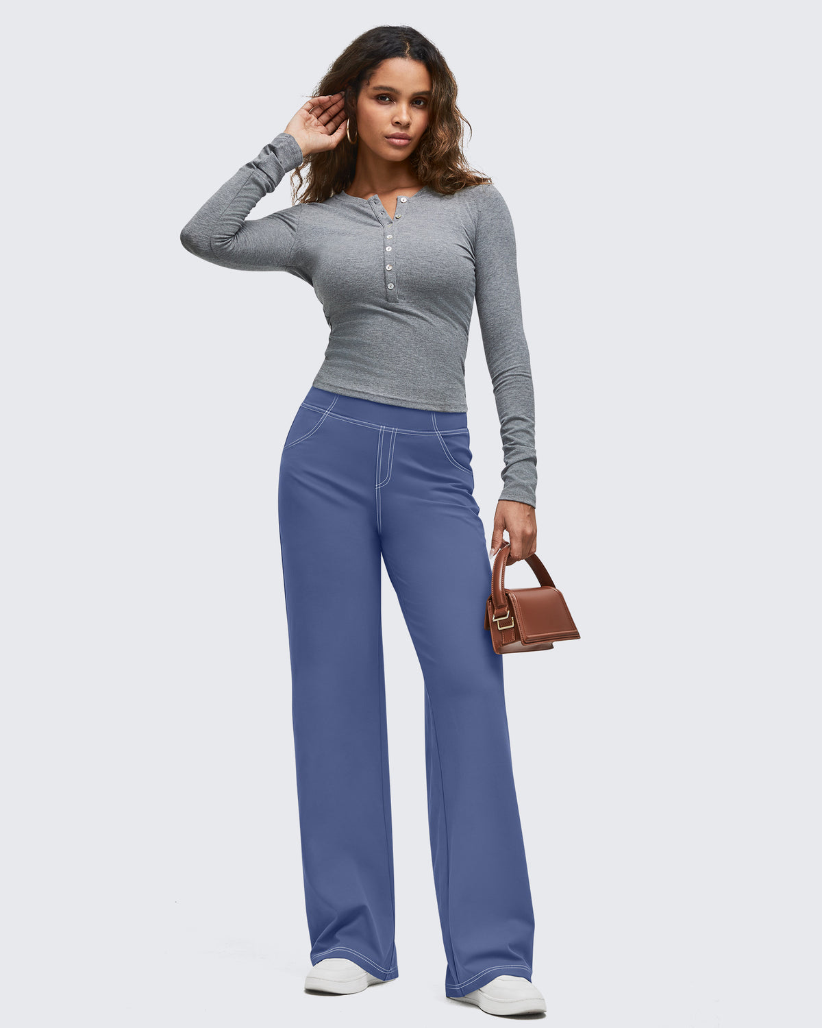 G4Free Activewear - Contrast Stitch High-Waist Wide Leg Pants -GF25J581AA-S-GF25J582AA-S-GF25J583AA-S-GF25J581AB-M-GF25J582AB-M