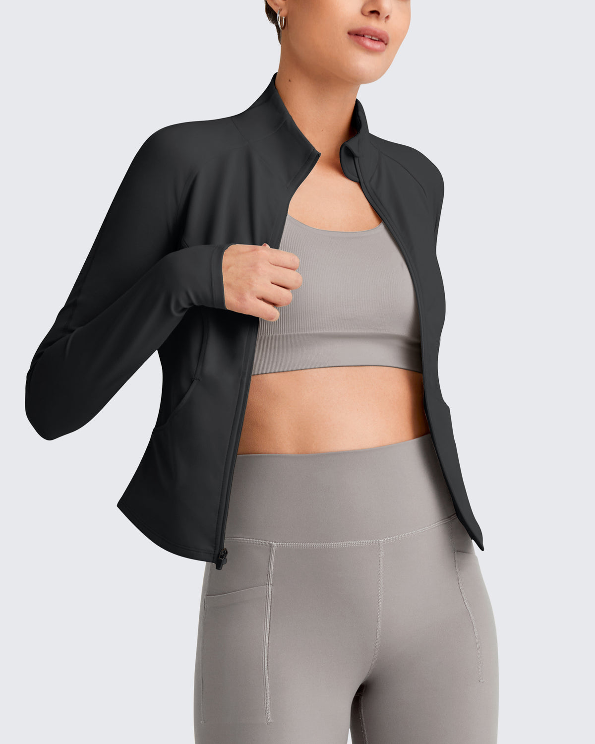 G4Free Activewear - BareFeel Cropped Slim Fit Full Zip Workout Jackets -GF25M411AA-S-GF25M411AB-M-GF25M411AC-L-GF25M411AD-XL-GF25M411AE-XXL