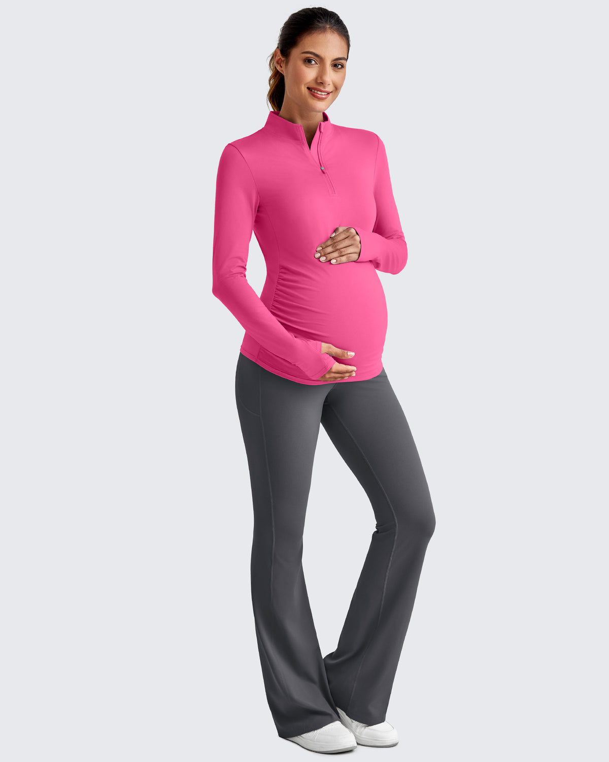 G4Free Activewear - UPF 50+ Half Zip Sun Maternity Shirts -GF25BY464GA-S-GF25BY464GB-M-GF25BY464GC-L-GF25BY464GD-XL-GF25BY464GE-XXL