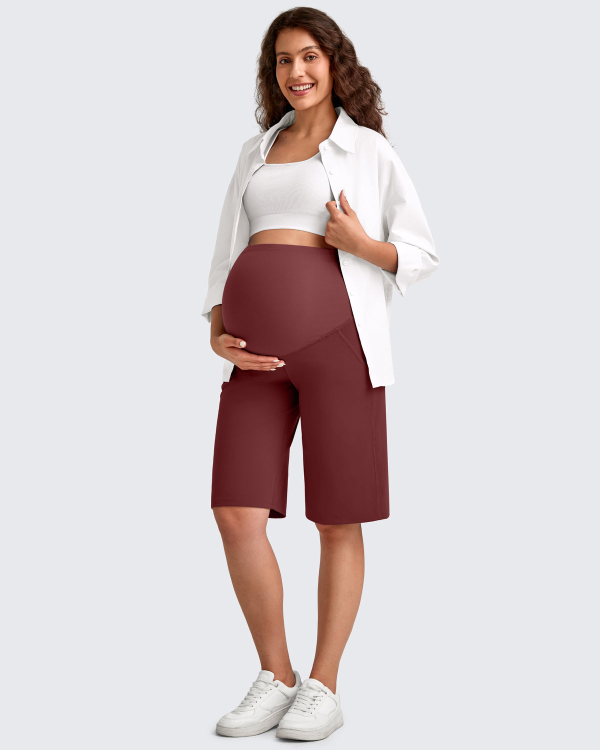 G4Free Activewear - Maternity Athletic Bermuda Shorts 12'' -GF25EY508AA-S-GF25EY508AB-M-GF25EY508AC-L-GF25EY508AD-XL-GF25EY508AE-XXL