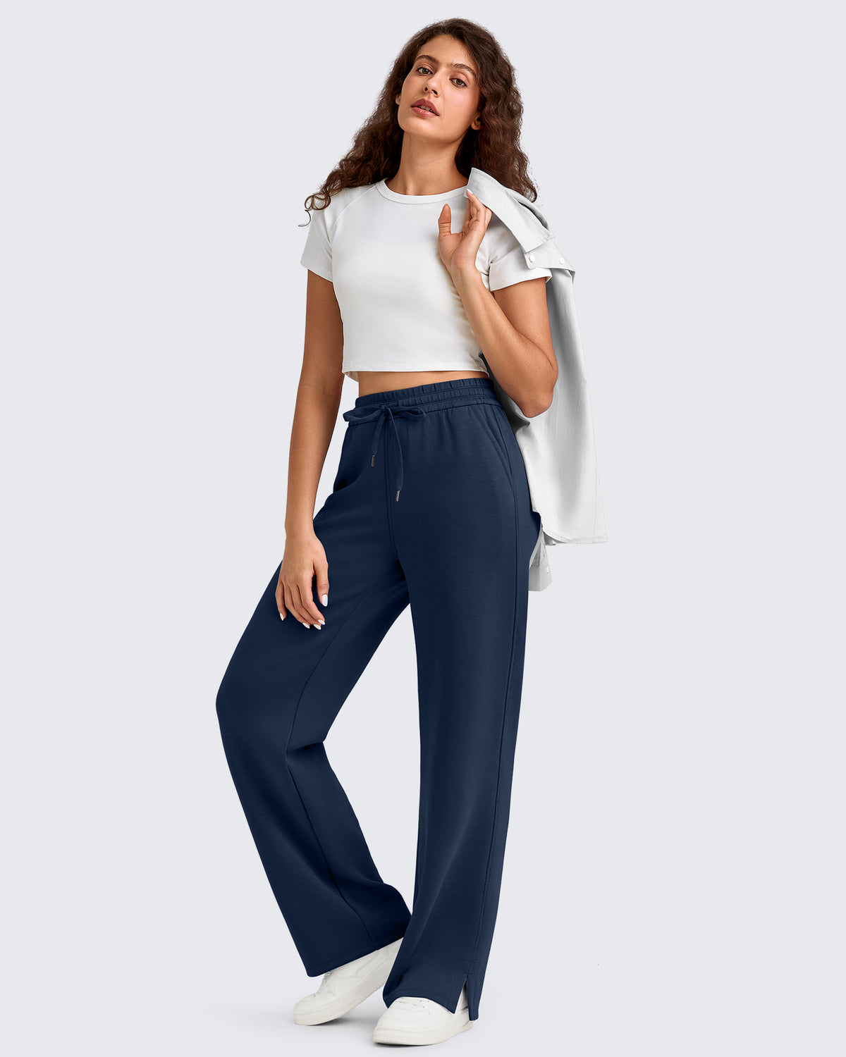 G4Free Activewear - Smoofit Side Slit Drawstring Loose Sweatpants -GF25J491AA-S-GF25J492AA-S-GF25J493AA-S-GF25J491AB-M-GF25J492AB-M