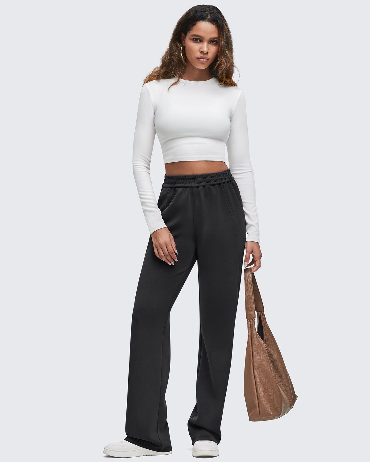 G4Free Activewear - Smoofit Elastic-Waist Wide Leg Sweatpants 27'' -GF25J509AA-S-GF25J509AB-M-GF25J509AC-L-GF25J509AD-XL-GF25J509AE-XXL