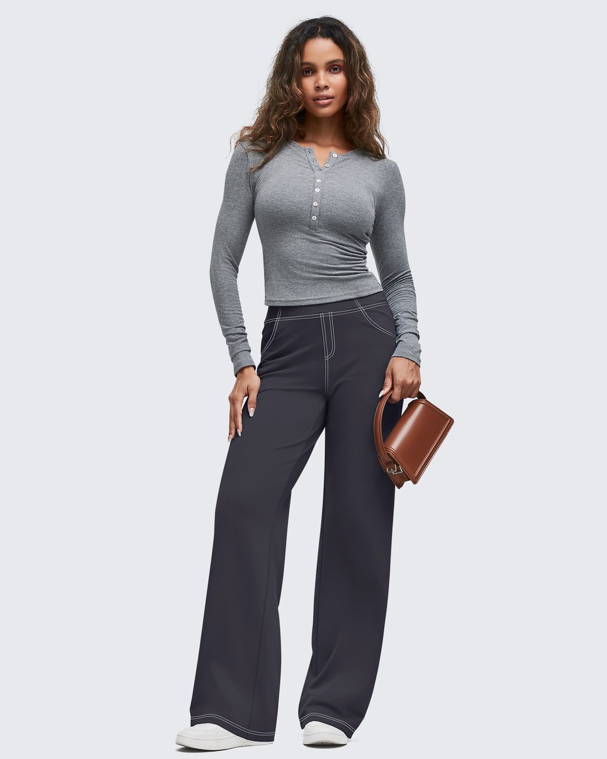 G4Free Activewear - Contrast Stitch High-Waist Wide Leg Pants -GF25J581AA-S-GF25J582AA-S-GF25J583AA-S-GF25J581AB-M-GF25J582AB-M