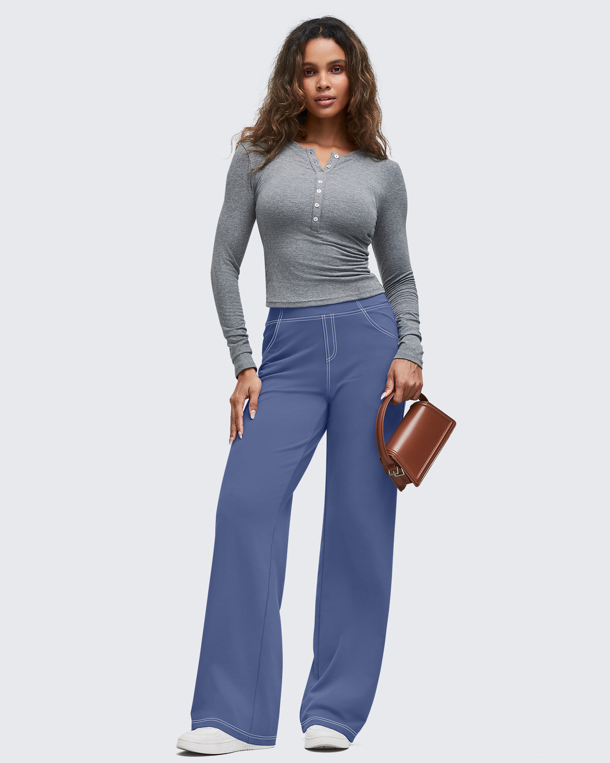 G4Free Activewear - Contrast Stitch High-Waist Wide Leg Pants -GF25J581AA-S-GF25J582AA-S-GF25J583AA-S-GF25J581AB-M-GF25J582AB-M