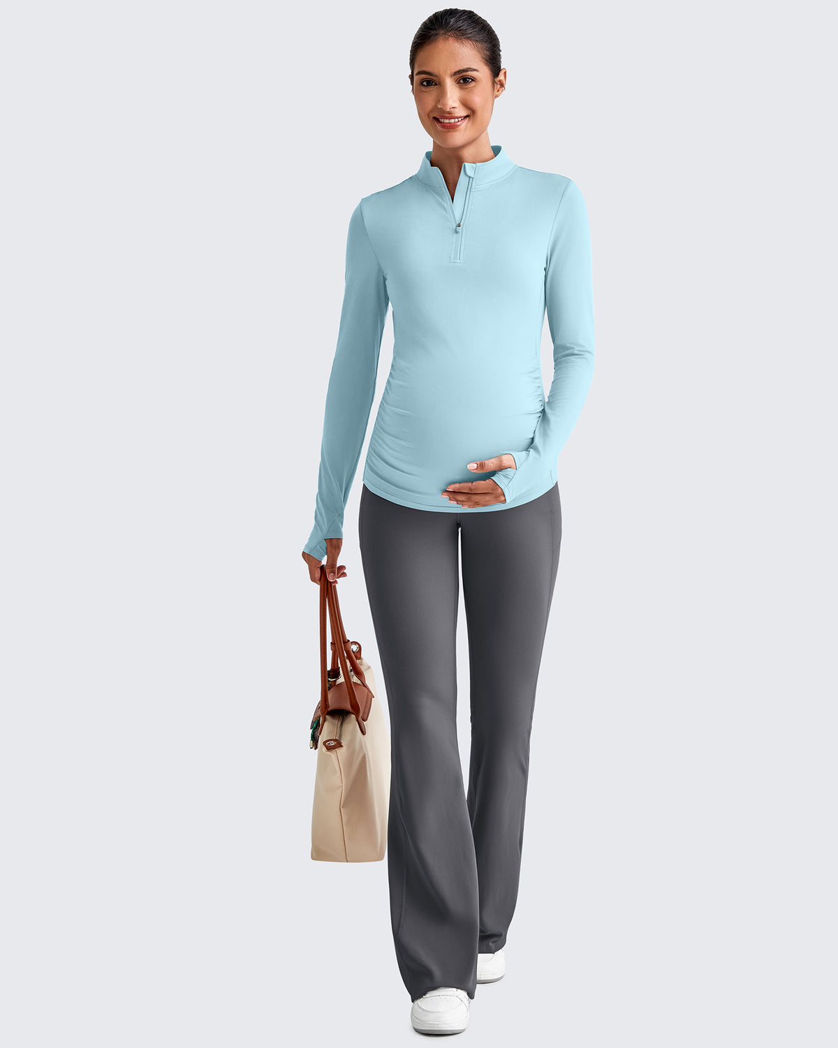 G4Free Activewear - UPF 50+ Half Zip Sun Maternity Shirts -GF25BY464GA-S-GF25BY464GB-M-GF25BY464GC-L-GF25BY464GD-XL-GF25BY464GE-XXL