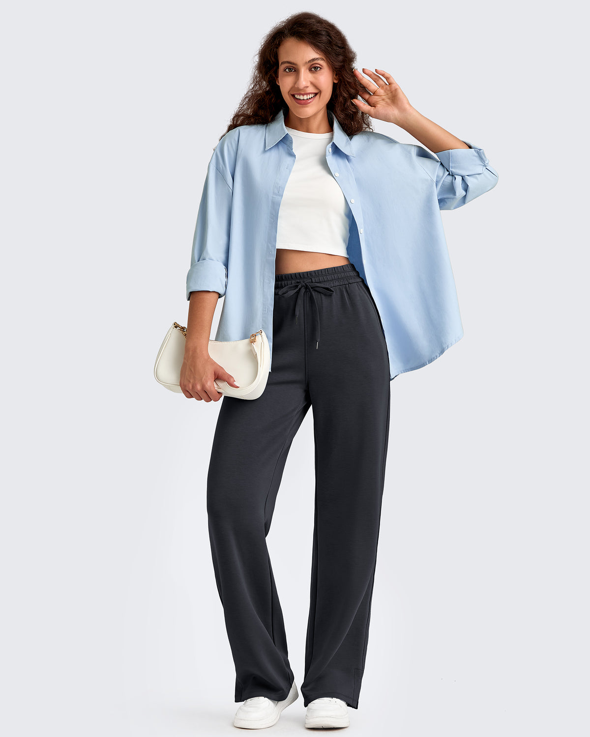 G4Free Activewear - Smoofit Side Slit Drawstring Loose Sweatpants -GF25J491AA-S-GF25J492AA-S-GF25J493AA-S-GF25J491AB-M-GF25J492AB-M