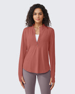 Quick Dry High Neck Sun Half Zip Tops