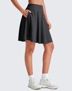 G4Free Activewear - Built-in Shorts Knee Length Tennis Skirts 20" -GF25H432AA-S-GF25H432AB-M-GF25H432AC-L-GF25H432AD-XL-GF25H432AE-XXL