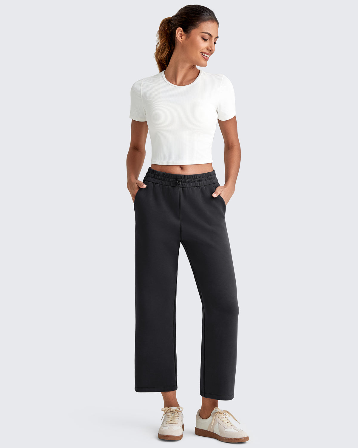 G4Free Activewear - Smoofit High Waist Wide Leg Capris Pants -GF25J293AA-S-GF25J293AB-M-GF25J293AC-L-GF25J293AD-XL-GF25J293AE-XXL