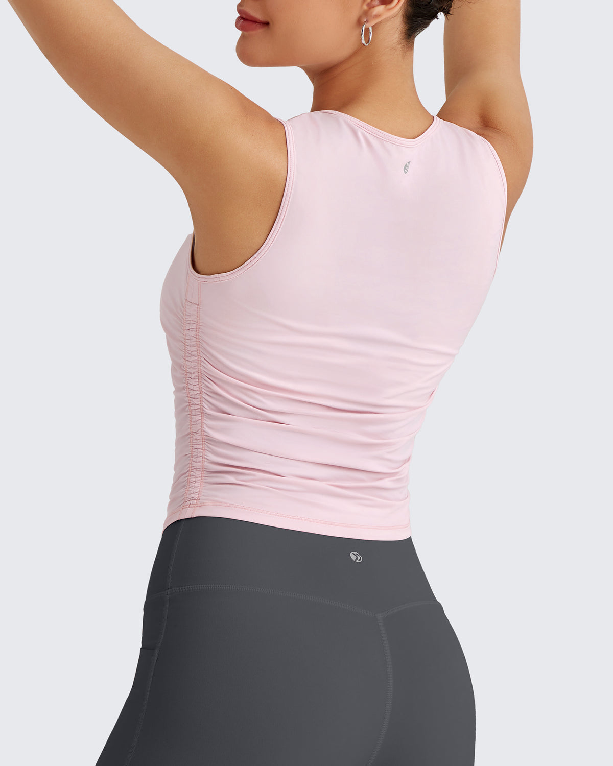 G4Free Activewear - Lightbreeze Side Ruched Sleeveless Workout Tops -GF25L322AF-XS-GF25L322AA-S-GF25L322AB-M-GF25L322AC-L-GF25L322AD-XL