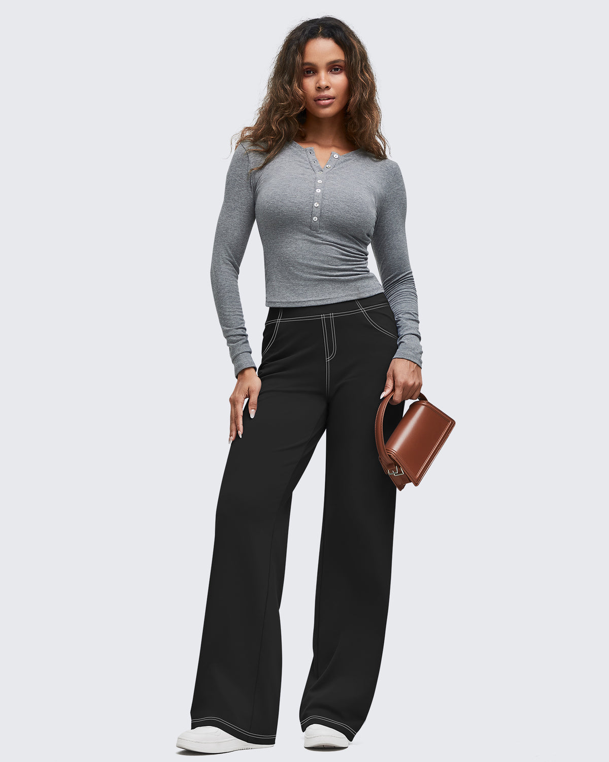 G4Free Activewear - Contrast Stitch High-Waist Wide Leg Pants -GF25J581AA-S-GF25J582AA-S-GF25J583AA-S-GF25J581AB-M-GF25J582AB-M