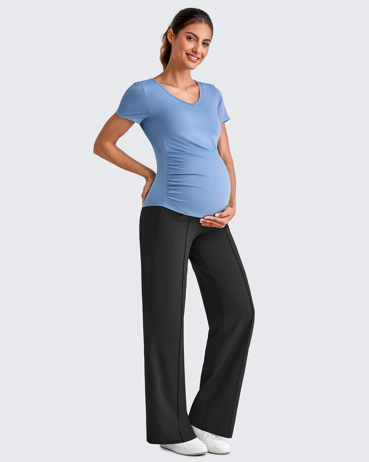 G4Free Activewear - Wide Leg Pockets Front Pleats Maternity -GF25JY414AA-S-GF25JY449AA-S-GF25JY450AA-S-GF25JY414AB-M-GF25JY449AB-M