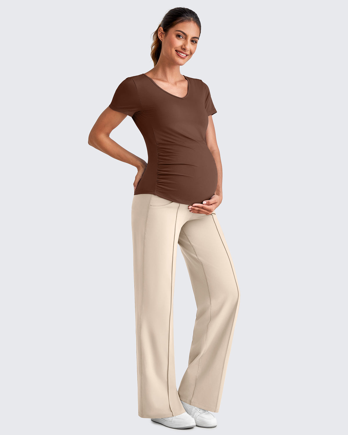 G4Free Activewear - Wide Leg Pockets Front Pleats Maternity -GF25JY414AA-S-GF25JY449AA-S-GF25JY450AA-S-GF25JY414AB-M-GF25JY449AB-M