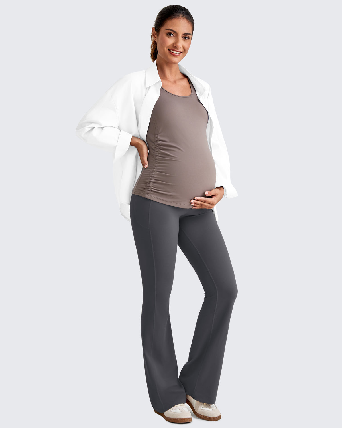 G4Free Activewear - BareFeel Ruched Workout Pregnancy Tank -GF25LY405FA-S-GF25LY405FB-M-GF25LY405FC-L-GF25LY405FD-XL-GF25LY405FF-XS