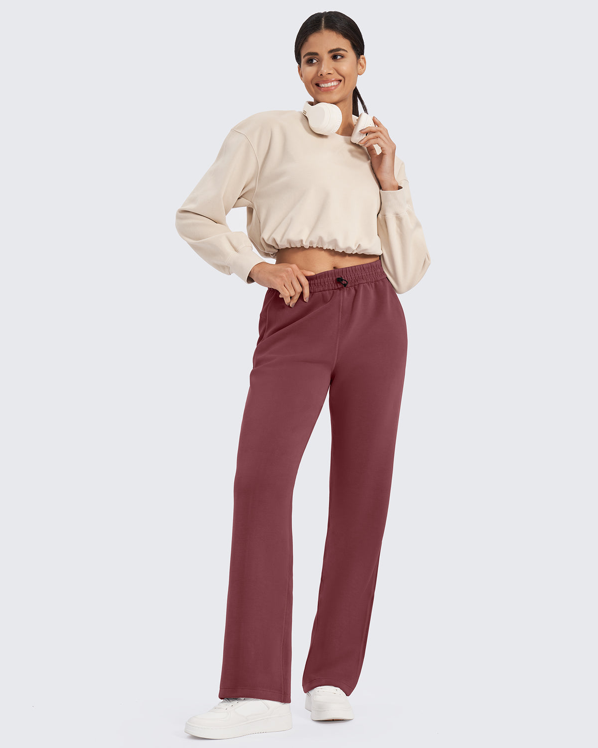 G4Free Activewear - Smoofit Mid-Waist Wide Leg Sweatpants 27 -GF24J235AA-S-GF24J235AB-M-GF24J235AC-L-GF24J235AD-XL-GF24J235AE-XXL