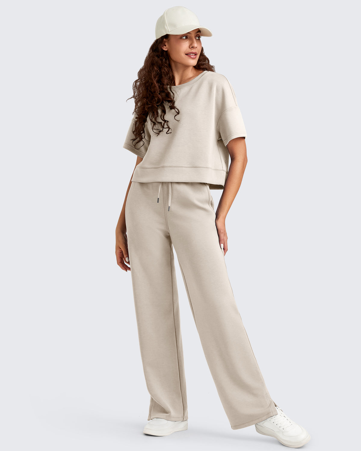 G4Free Activewear - Smoofit Side Slit Drawstring Loose Sweatpants -GF25J491AA-S-GF25J492AA-S-GF25J493AA-S-GF25J491AB-M-GF25J492AB-M