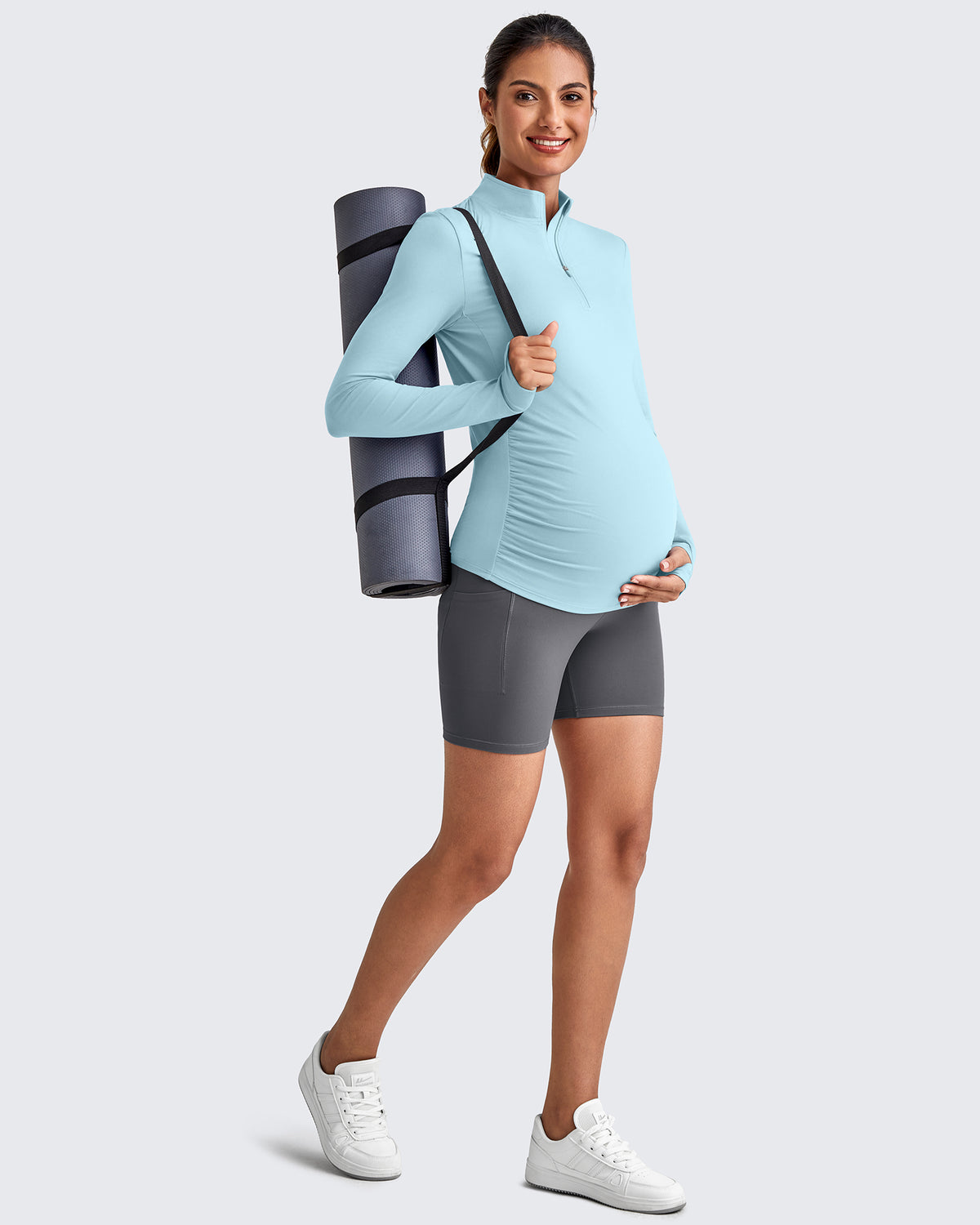 G4Free Activewear - UPF 50+ Half Zip Sun Maternity Shirts -GF25BY464GA-S-GF25BY464GB-M-GF25BY464GC-L-GF25BY464GD-XL-GF25BY464GE-XXL