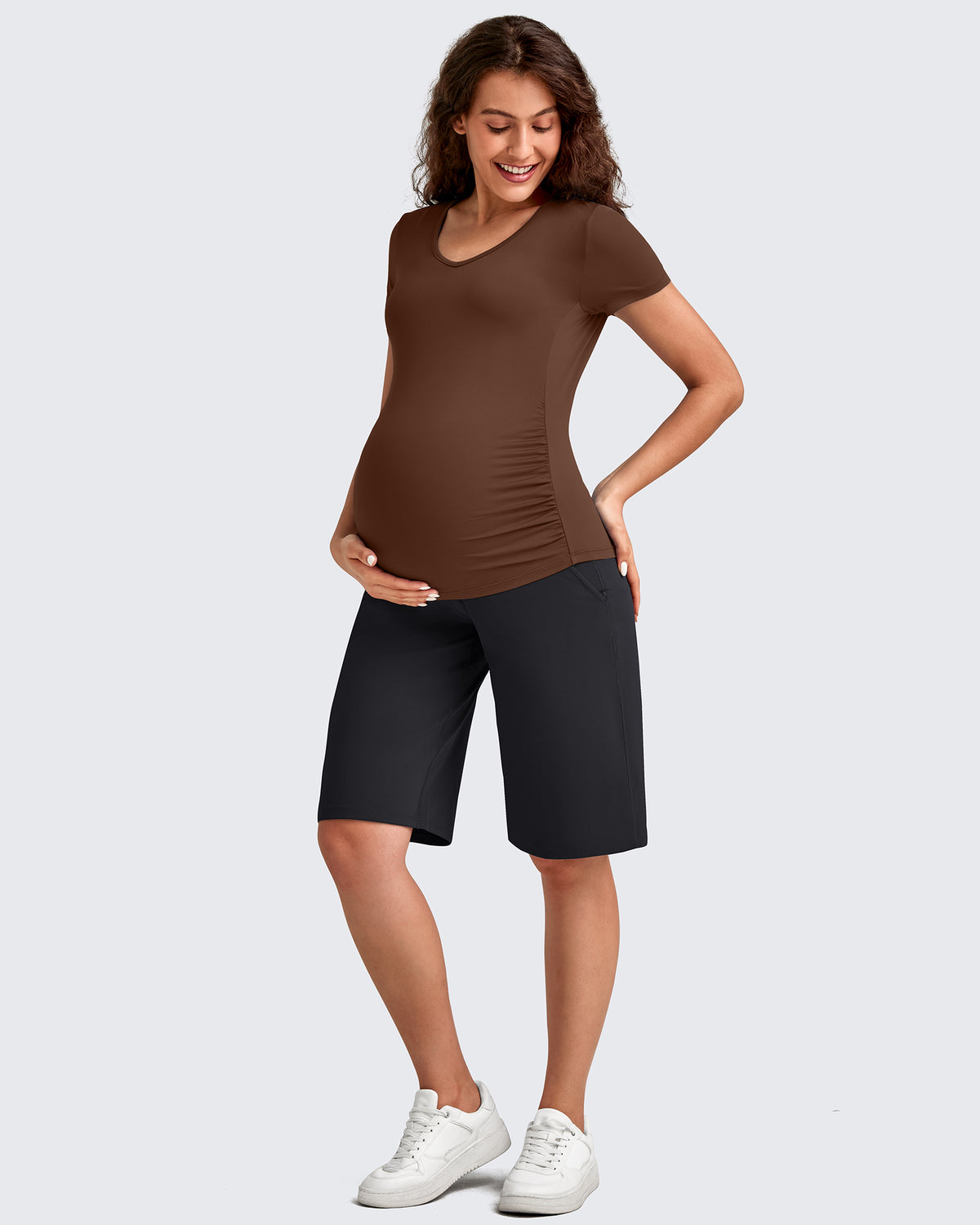 G4Free Activewear - Maternity Athletic Bermuda Shorts 12'' -GF25EY508AA-S-GF25EY508AB-M-GF25EY508AC-L-GF25EY508AD-XL-GF25EY508AE-XXL