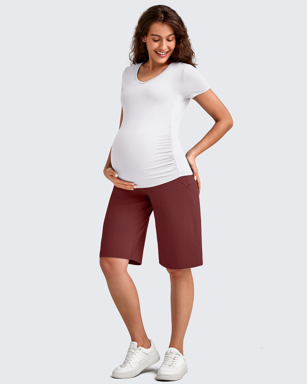 G4Free Activewear - Maternity Athletic Bermuda Shorts 12'' -GF25EY508AA-S-GF25EY508AB-M-GF25EY508AC-L-GF25EY508AD-XL-GF25EY508AE-XXL