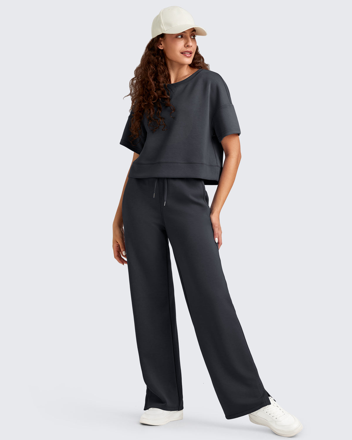 G4Free Activewear - Smoofit Side Slit Drawstring Loose Sweatpants -GF25J491AA-S-GF25J492AA-S-GF25J493AA-S-GF25J491AB-M-GF25J492AB-M