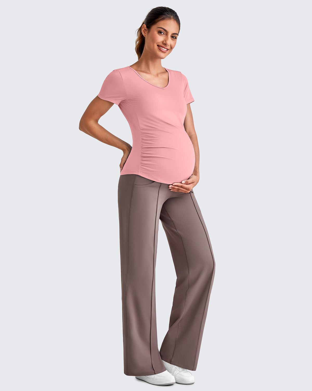 G4Free Activewear - Wide Leg Pockets Front Pleats Maternity -GF25JY414AA-S-GF25JY449AA-S-GF25JY450AA-S-GF25JY414AB-M-GF25JY449AB-M