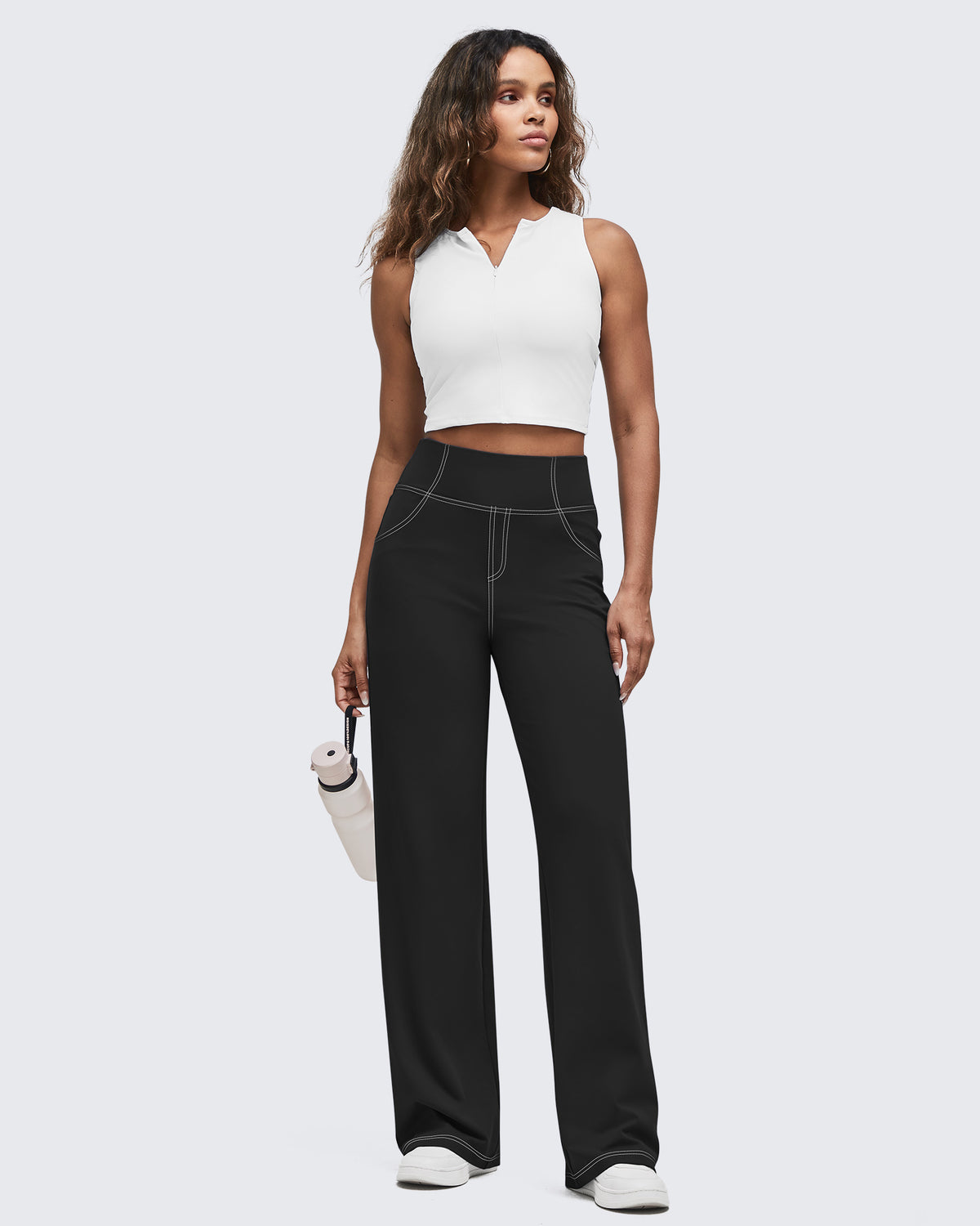 G4Free Activewear - Contrast Stitch High-Waist Wide Leg Pants -GF25J581AA-S-GF25J582AA-S-GF25J583AA-S-GF25J581AB-M-GF25J582AB-M