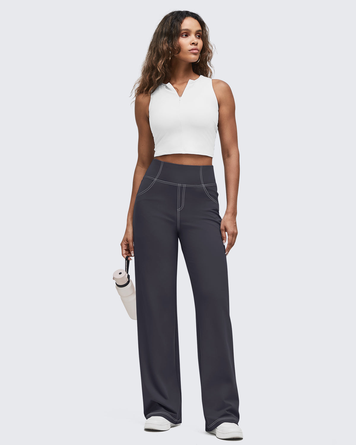 G4Free Activewear - Contrast Stitch High-Waist Wide Leg Pants -GF25J581AA-S-GF25J582AA-S-GF25J583AA-S-GF25J581AB-M-GF25J582AB-M