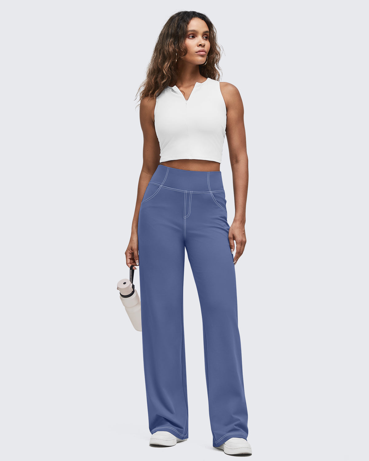 G4Free Activewear - Contrast Stitch High-Waist Wide Leg Pants -GF25J581AA-S-GF25J582AA-S-GF25J583AA-S-GF25J581AB-M-GF25J582AB-M