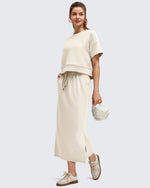 G4Free Activewear - Smoofit Side Slits Drawstring Long Skirts -GF25S465EA-S-GF25S465EB-M-GF25S465EC-L-GF25S465ED-XL-GF25S465EF-XS