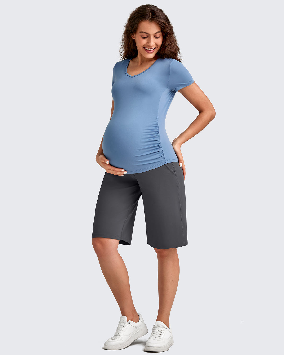 G4Free Activewear - Maternity Athletic Bermuda Shorts 12'' -GF25EY508AA-S-GF25EY508AB-M-GF25EY508AC-L-GF25EY508AD-XL-GF25EY508AE-XXL