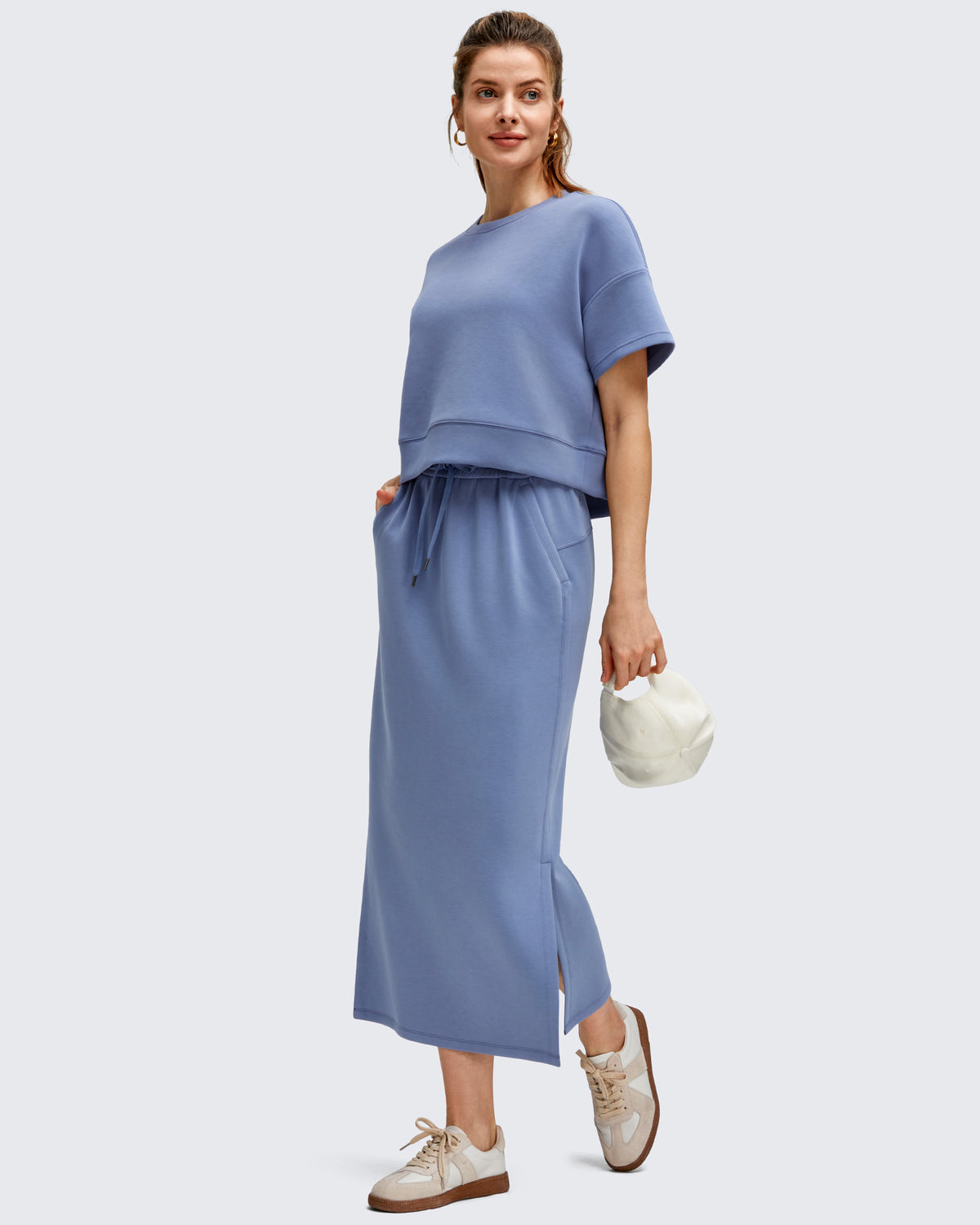 G4Free Activewear - Smoofit Side Slits Drawstring Long Skirts -GF25S465EA-S-GF25S465EB-M-GF25S465EC-L-GF25S465ED-XL-GF25S465EF-XS