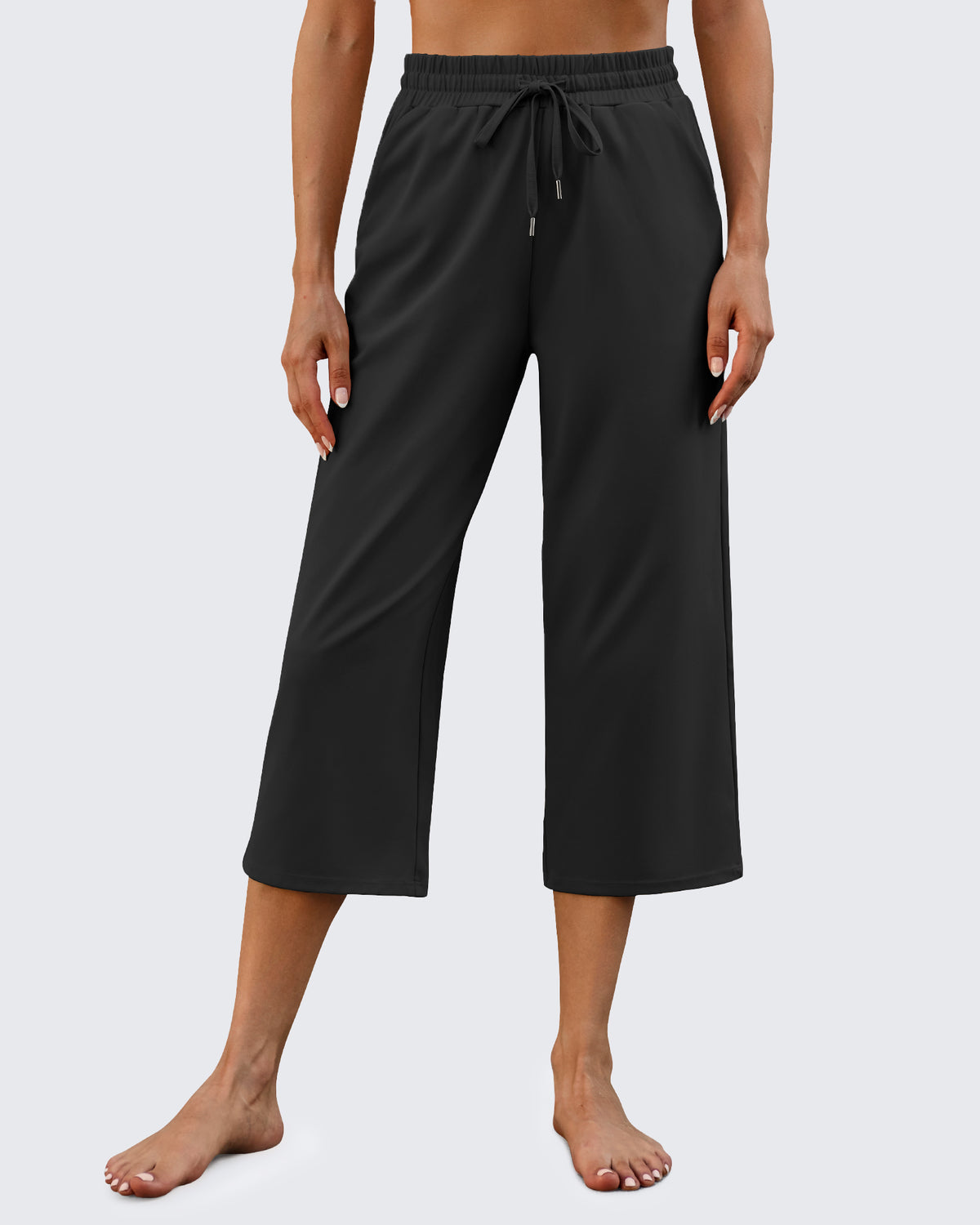G4Free Activewear - Wide Leg Mid-Waist Drawstring Capris Pants -GF24J221AA-S-GF24J221AB-M-GF24J221AC-L-GF24J221AD-XL-GF24J221AE-XXL