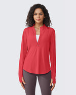 Quick Dry High Neck Sun Half Zip Tops