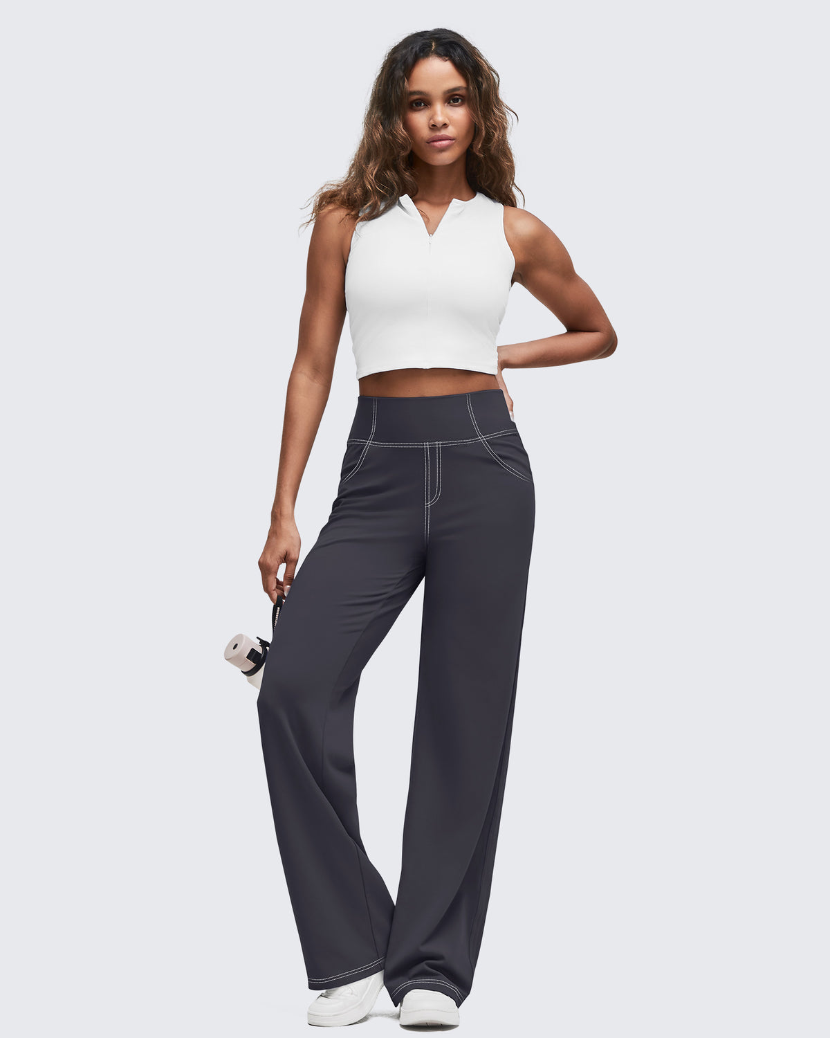 G4Free Activewear - Contrast Stitch High-Waist Wide Leg Pants -GF25J581AA-S-GF25J582AA-S-GF25J583AA-S-GF25J581AB-M-GF25J582AB-M