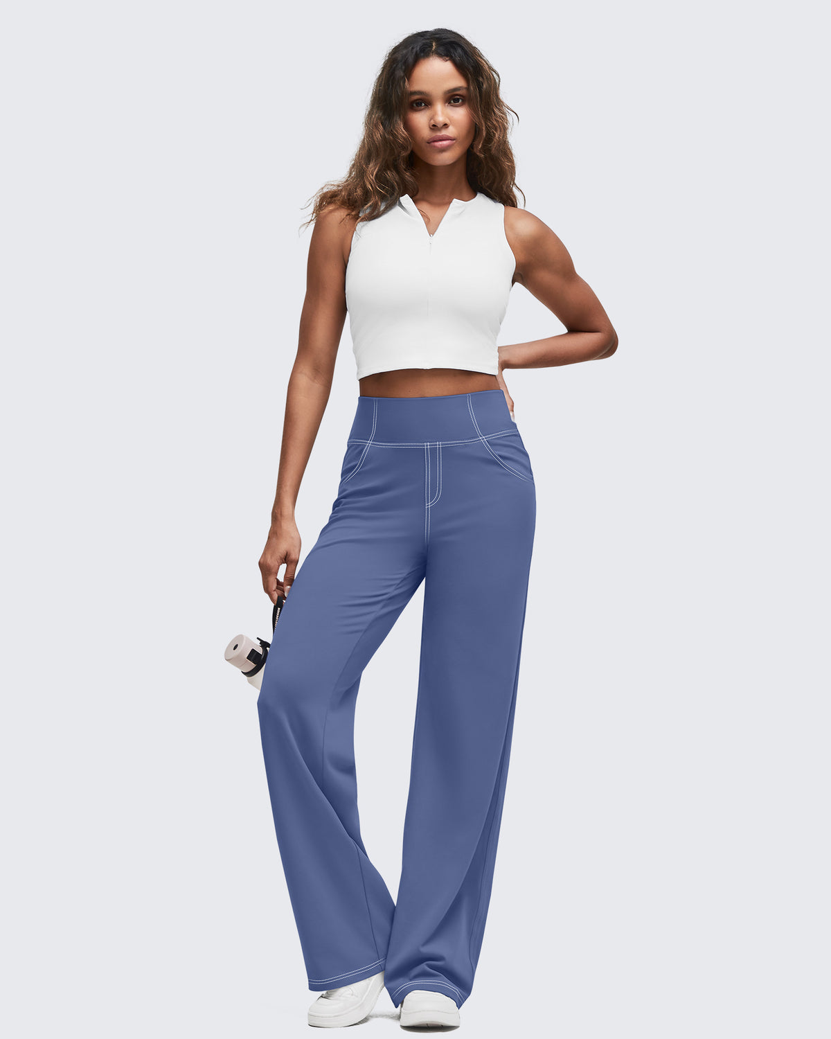 G4Free Activewear - Contrast Stitch High-Waist Wide Leg Pants -GF25J581AA-S-GF25J582AA-S-GF25J583AA-S-GF25J581AB-M-GF25J582AB-M